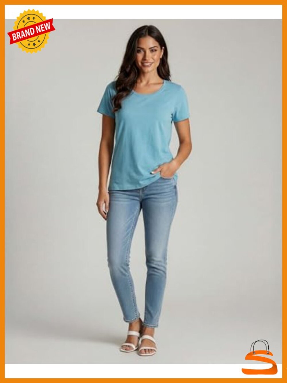 Women's Cotton Short Sleeve T-Shirt 4 Pack Scoop Neck Tee Tops - Picture 4 of 6